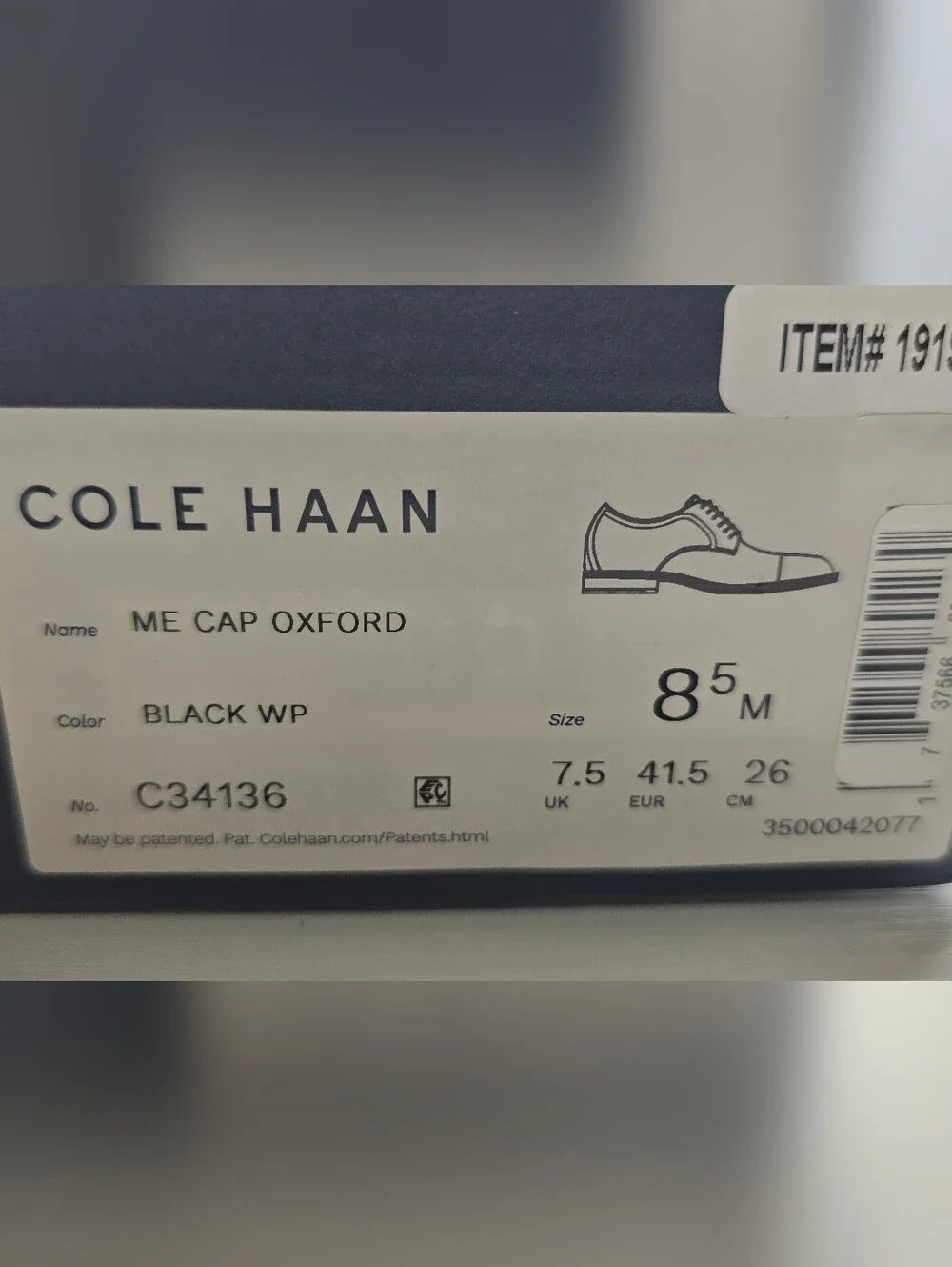 Cole Haan Men's Modern Classics Cap Toe Oxfords C34136 Black Wp
